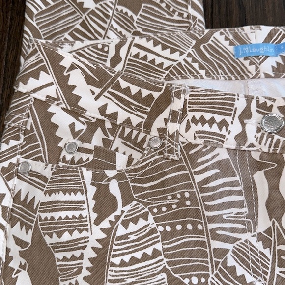 J McLaughlin brown & white safari print denim pants size 4 - Picture 7 of 8